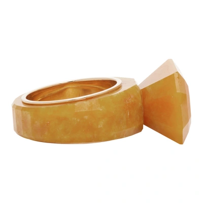 Shop Bottega Veneta Gold & Yellow Faceted Ring In 8308 Gold