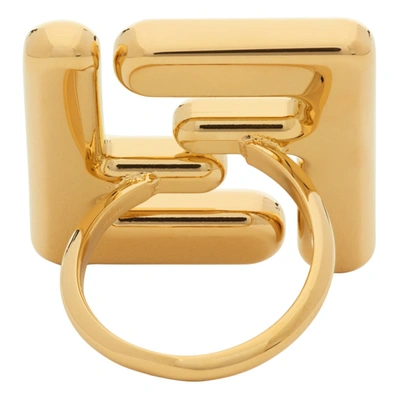 Shop Fendi Gold 'forever ' Maxi Logo Ring In F0cfk Softg