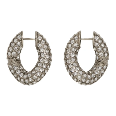 Shop Balenciaga Silver Crystal Loop Earrings In 7155 Crysta