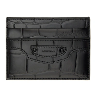 Shop Balenciaga Black Croc Neo Classic Card Holder In 1000 Black