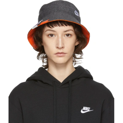 Shop Nike Grey Heathered Bucket Hat In 032 H Black