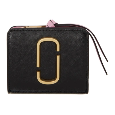 Shop Marc Jacobs Black & Gold Mini Snapshot Compact Wallet In New Black