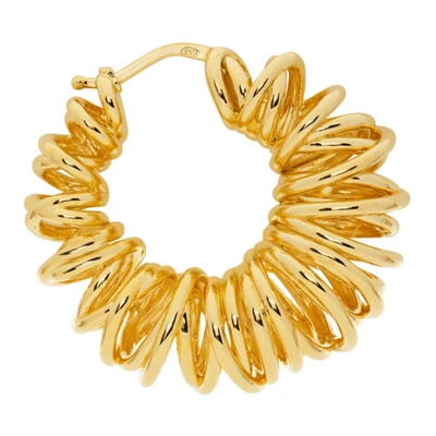 Shop Bottega Veneta Gold Coil Hoop Earrings In 8120 Gold