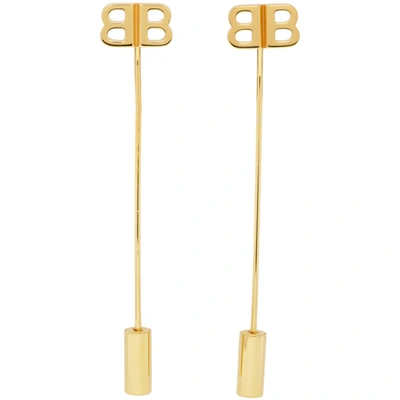 Shop Balenciaga Gold Bb Pin Earrings In 0027 Gold