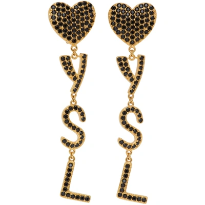 Shop Saint Laurent Gold Opyum Heart Earrings In 8052 Gold