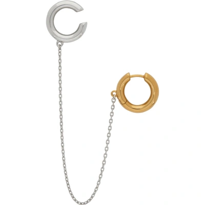 Shop Alan Crocetti Ssense Exclusive Silver & Gold Mini Loophole Ear Cuffs In Rhodium