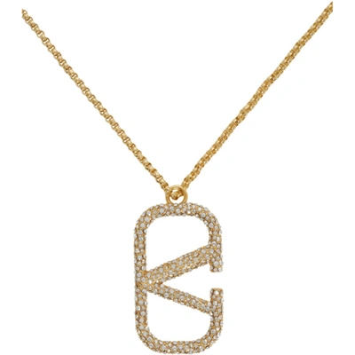 Shop Valentino Gold  Garavani Chain Vlogo Necklace In Mh5 Gl18/cr