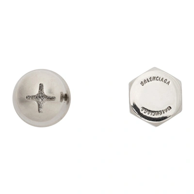 Shop Balenciaga Silver Screw Earrings In 0668 Silver