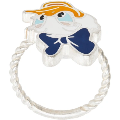 Shop Gucci Silver Disney Edition Daisy Duck Ring In 8488 Silver