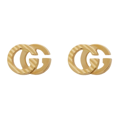 Shop Gucci Gold Gg Running Guilloché Stud Earrings