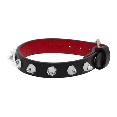 Shop Christian Louboutin Black Crystal Loubilink Bracelet In Bk1d Black