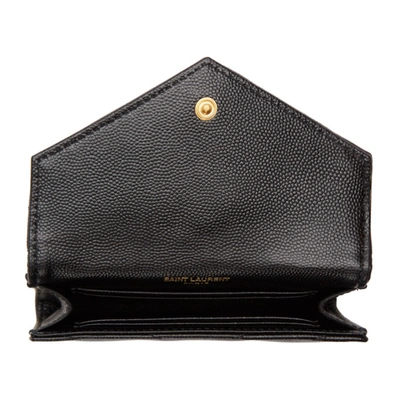 Shop Saint Laurent Black And Gold Small Monogramme Envelope Wallet In 1000 Black