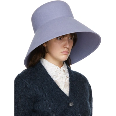 Shop Nina Ricci Purple Fur Structured Hat In U3096 Parma