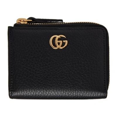 Shop Gucci Black Small Gg Marmont Card Holder In 1000 Black