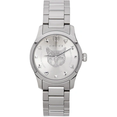 Shop Gucci Silver G-timeless Feline Watch