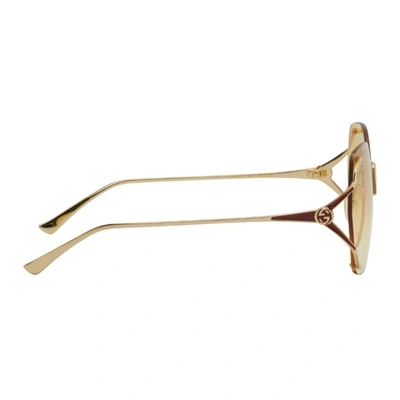 Shop Gucci Gold & Yellow Round Sunglasses In 005 Gold