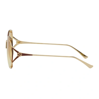 Shop Gucci Gold & Yellow Round Sunglasses In 005 Gold