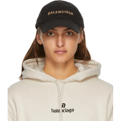 Shop Balenciaga Black Logo Visor Cap In 1079 Blk/bg