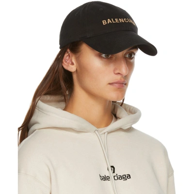 Shop Balenciaga Black Logo Visor Cap In 1079 Blk/bg