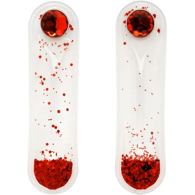 Shop Christopher Kane Red Glitter Earrings