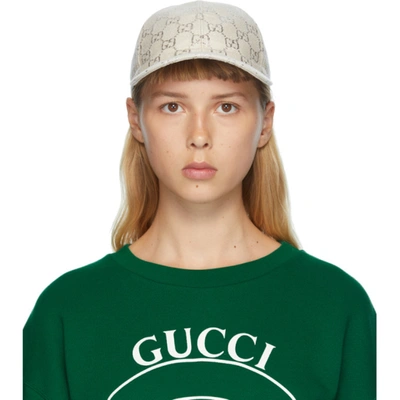 Shop Gucci Beige Gg Cap In 9060 White