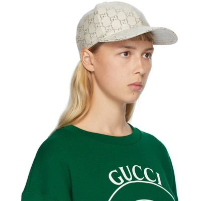 Shop Gucci Beige Gg Cap In 9060 White