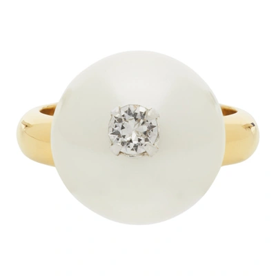 Shop Simone Rocha Gold Pearl Ring In Pearl/gold