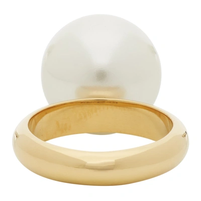 Shop Simone Rocha Gold Pearl Ring In Pearl/gold