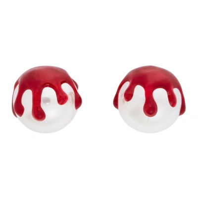 Shop Shushu-tong Shushu/tong White Yvmin Edition Pearl Blood Earrings In Wh100 White