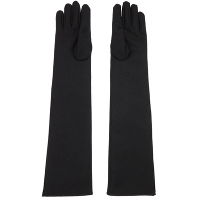Shop Sacai Black Wool Long Gloves In 001 Black