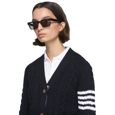 Shop Thom Browne Black Square Sunglasses