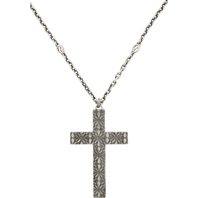 Shop Gucci Silver Cross Necklace In 0728 Silver
