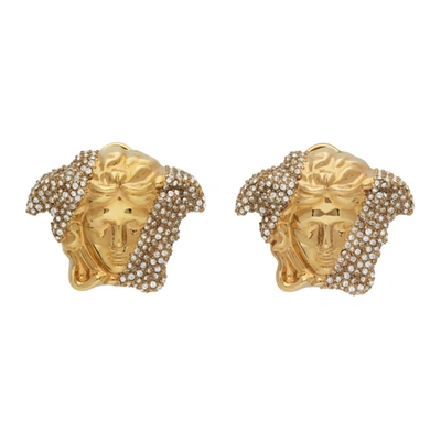 Shop Versace Gold Palazzo Dia Earrings In Kcvo
