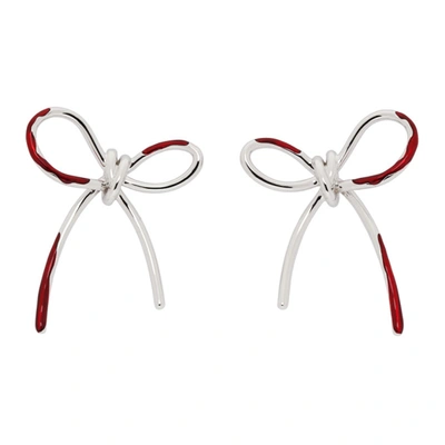 Shop Shushu-tong Shushu/tong Silver Blood Bow Earrings In Sc100 Brass