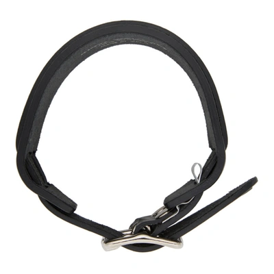 Shop Junya Watanabe Black Leather Double Bucket Bracelet In 1 Black