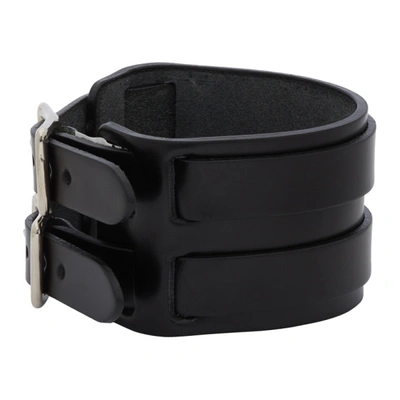 Shop Junya Watanabe Black Leather Double Bucket Bracelet In 1 Black