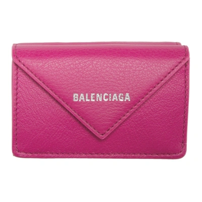 Shop Balenciaga Pink Mini Papier Wallet In 5514 Fuchia