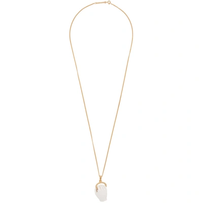 Shop Kwaidan Editions Gold & Off-white Pearls Before Swine Edition Fist Charm Necklace In Gold / Bone