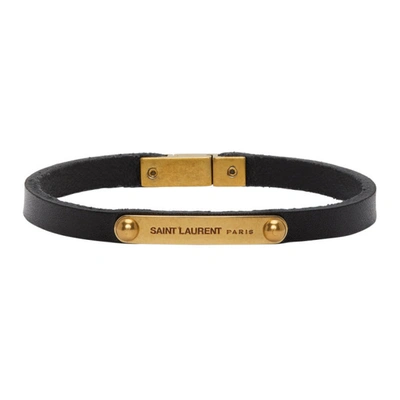 Shop Saint Laurent Black Thin Id Bracelet In 1000 Black