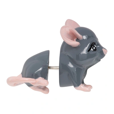 Shop Balenciaga Grey Happy Rat Single Earring In 1669 Grey