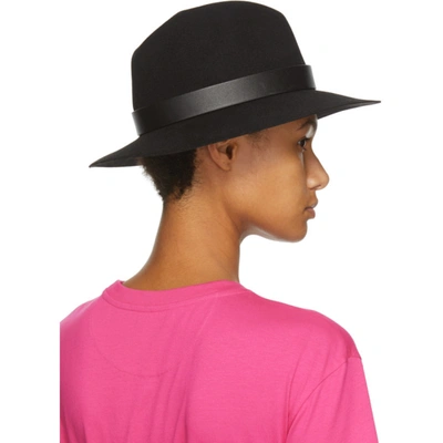 Shop Valentino Black  Garavani Wool Vlogo Fedora Hat In No1 Black
