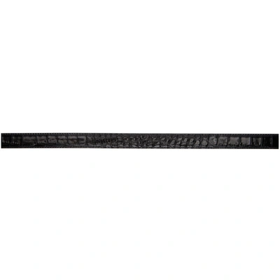 Shop Balenciaga Black Croc Extra Thin Bb Belt In 1000 Black
