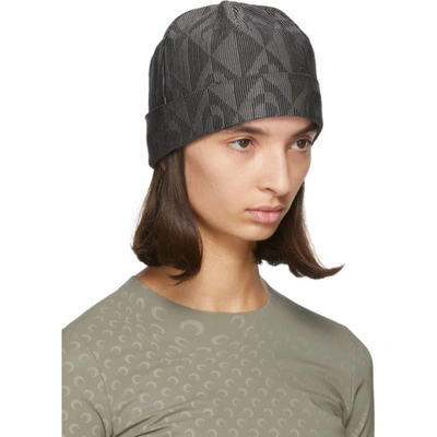 MARINE SERRE 黑色 AND 灰色 DIAMOND MOON 毛线帽