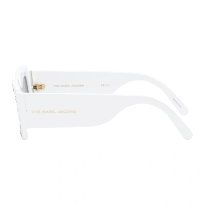 Shop Marc Jacobs White 'the Logo' Rectangular Sunglasses In 0vk6 White