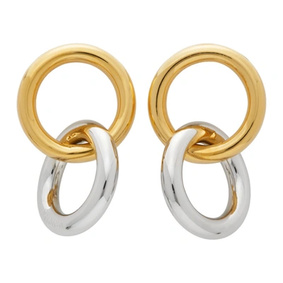 Shop Numbering Gold And Silver 982 Hoop Earrings In Silver/gold