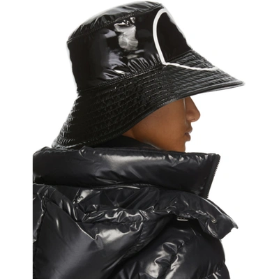 Shop Valentino Black  Garavani Shiny Vlogo Bucket Hat In 0ni Black/w