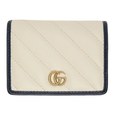 Shop Gucci Off-white Gg Marmont Card Wallet In 9085 Wht/bl