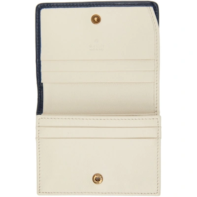 Shop Gucci Off-white Gg Marmont Card Wallet In 9085 Wht/bl