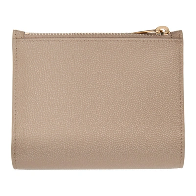 Shop Saint Laurent Taupe Uptown Compact Wallet In 2721 Drkbei