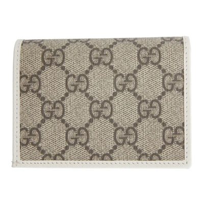 Shop Gucci Beige And White  1955 Horsebit Card Holder In 9761 Brn/wh